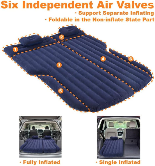 Car Air Mattress, Inflatable Car Mattress for Back Seat, Car Bed with Air Pump, Home Sleeping Pad (SUV Blue)